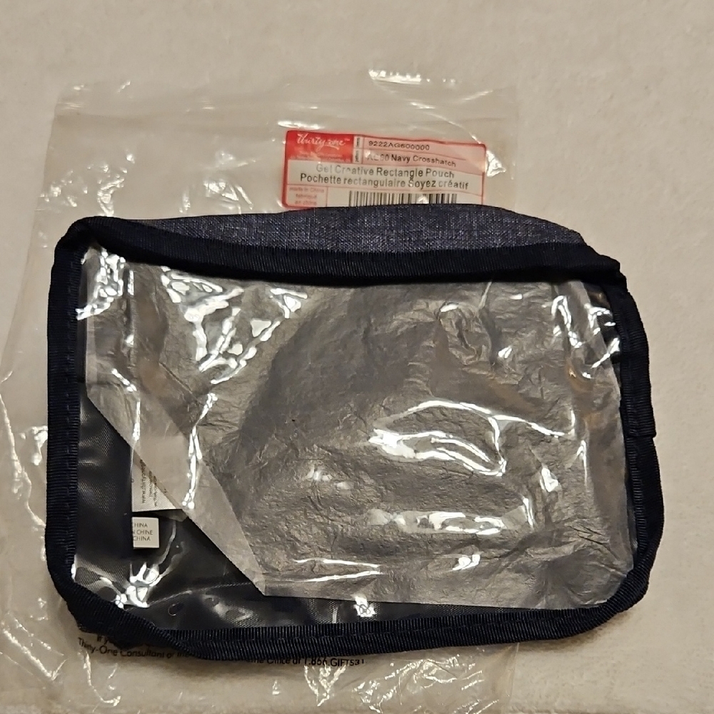 Thirty-One Transparent Pouch with Dark Blue Edging